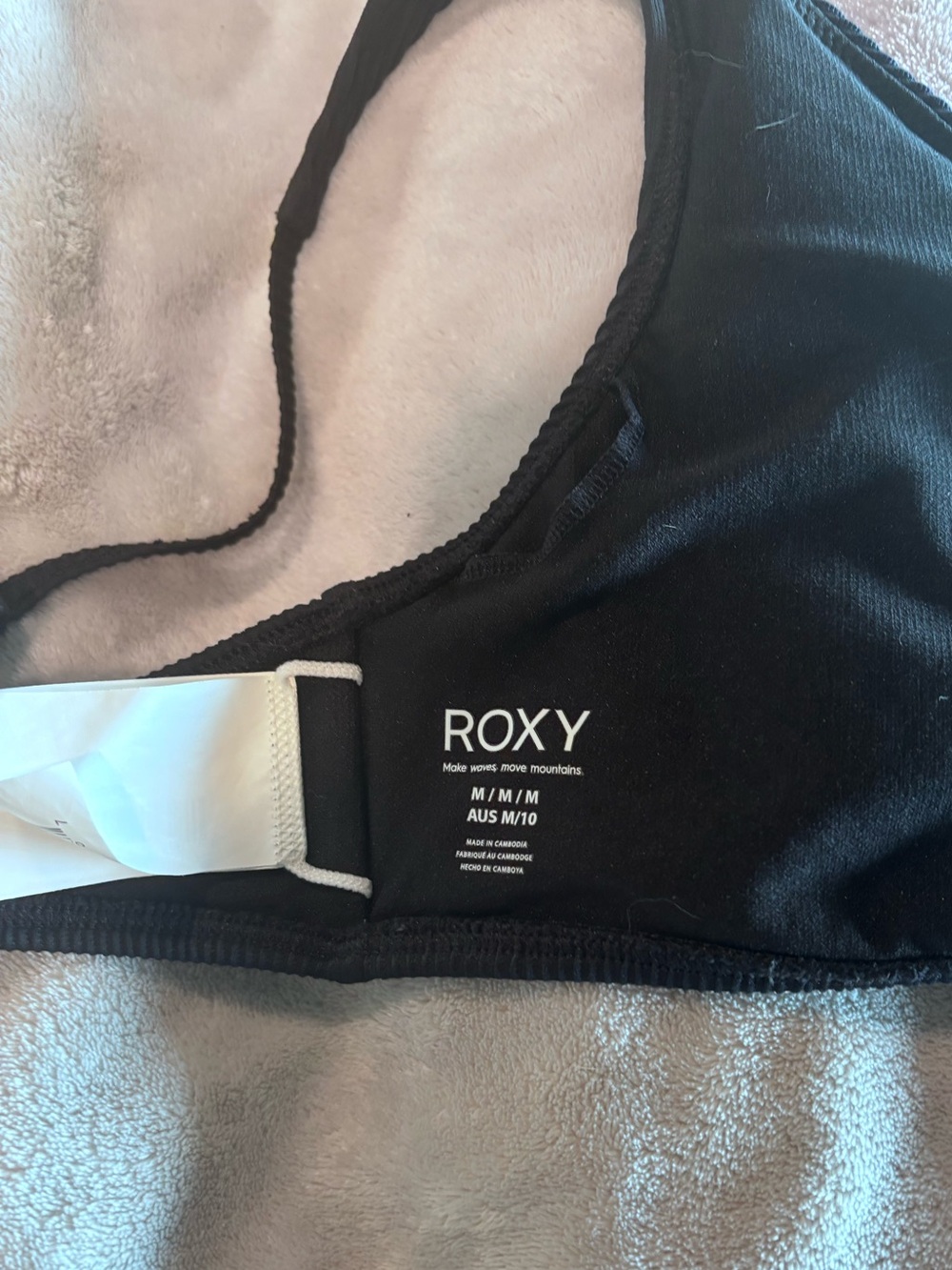 Roxy “Rib Love Oceana” Black Ribbed Wireless Triangle Bikini top M - Picture 5 of 5